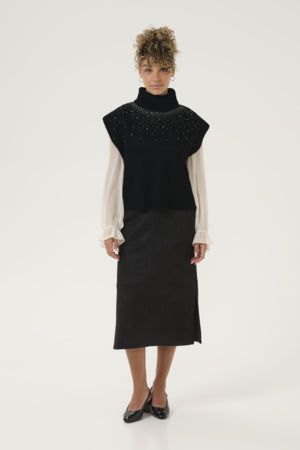 Cream Knit Turtleneck Vest