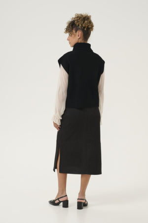 Cream Knit Turtleneck Vest