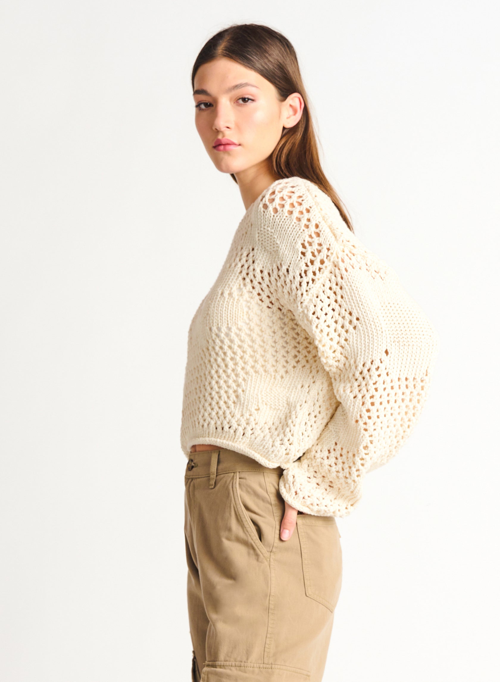 Dex Floral Crochet Pullover Sweater