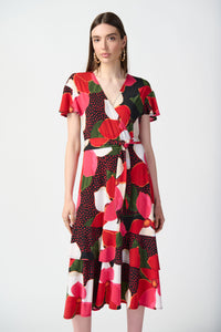 Joseph Ribkoff Floral Print Faux Wrap Dress