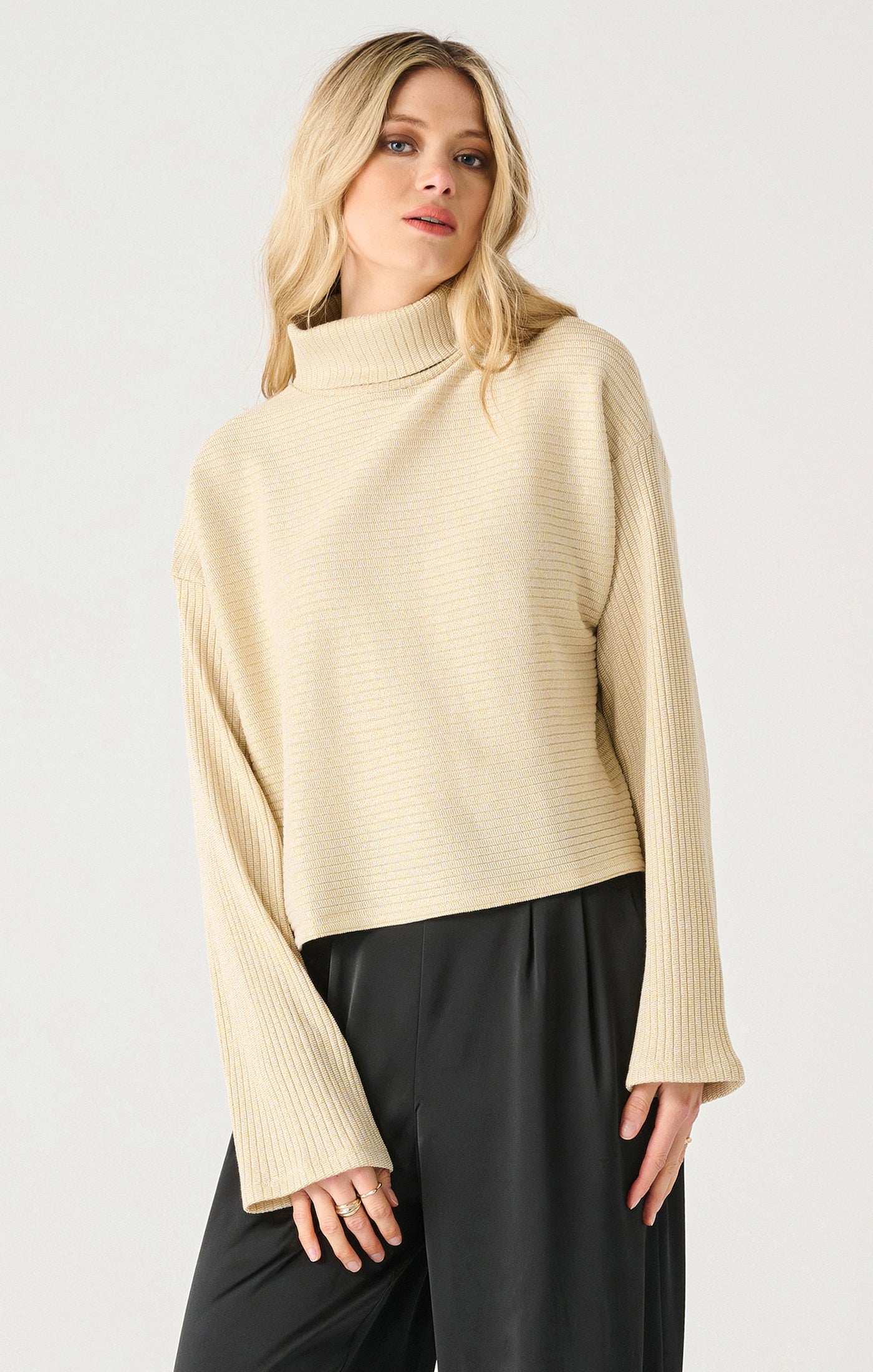 Black Tape Shimmer Turtleneck Sweater