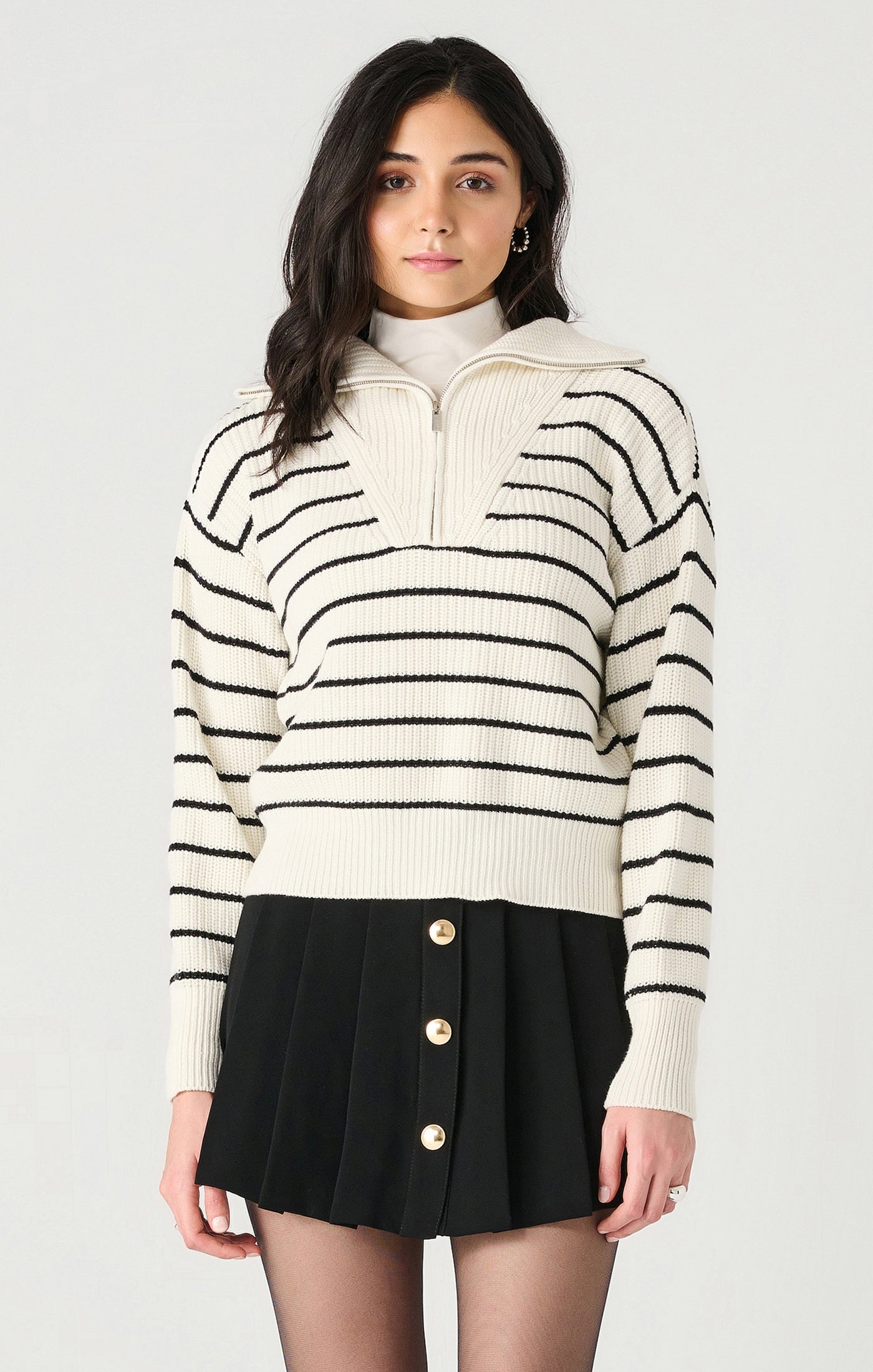 Dex Quarter Zip Neck Stripe Sweater