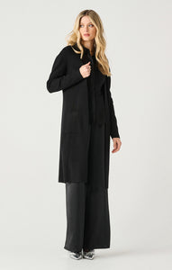 Black Tape Open Front Long Cardigan