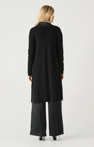 Black Tape Open Front Long Cardigan