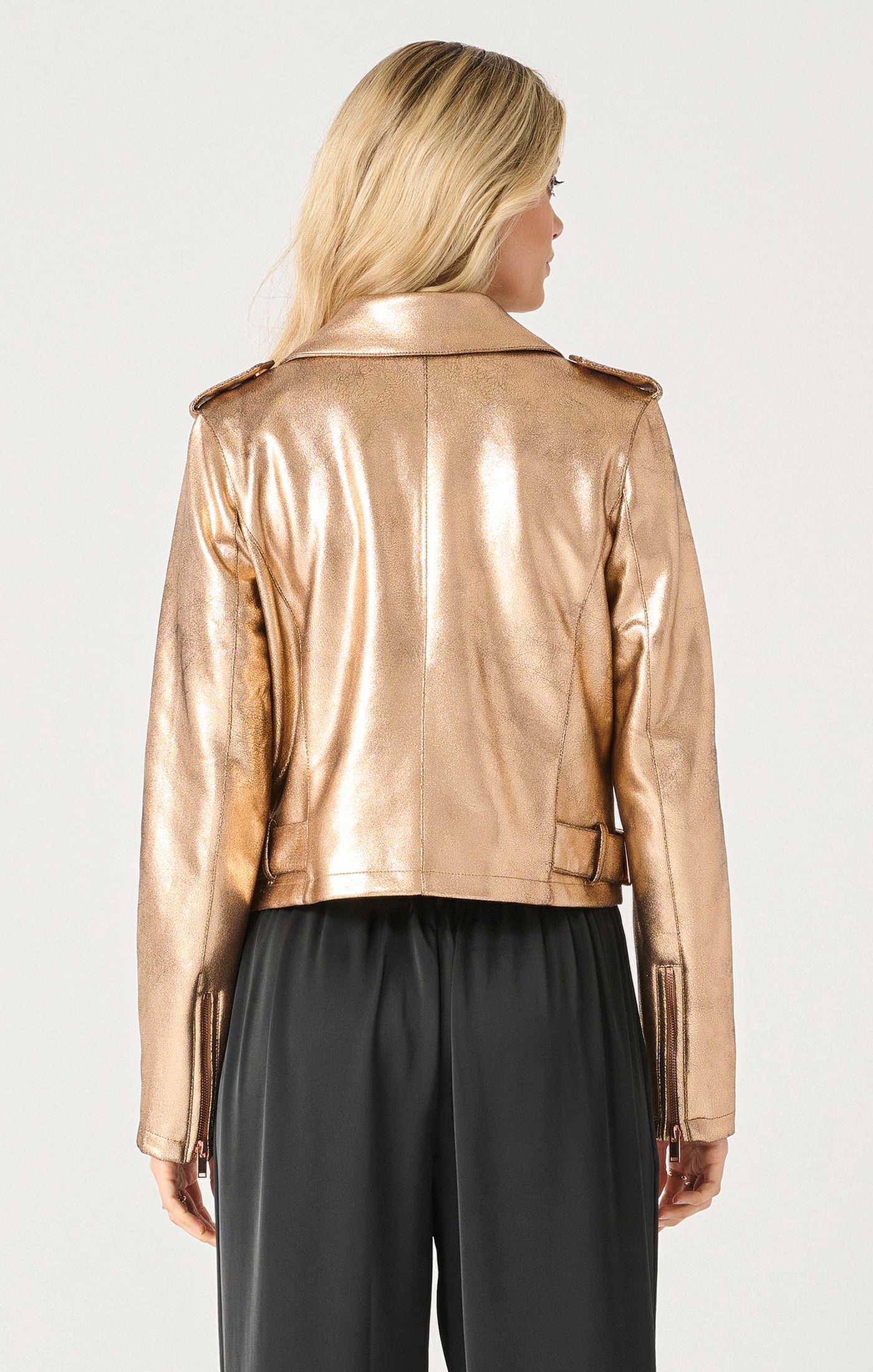 Black Tape Metallic Moto Jacket