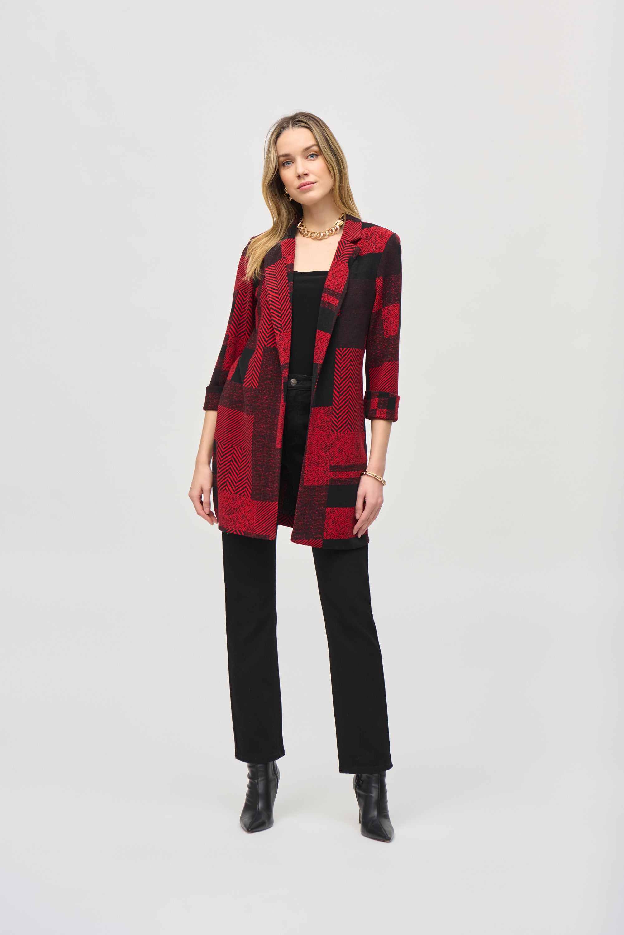 Joseph Ribkoff Plaid Knit Jacket