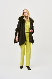 Joseph Ribkoff Cape With Faux Fur Trim