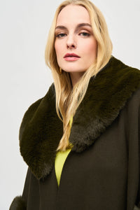 Joseph Ribkoff Cape With Faux Fur Trim