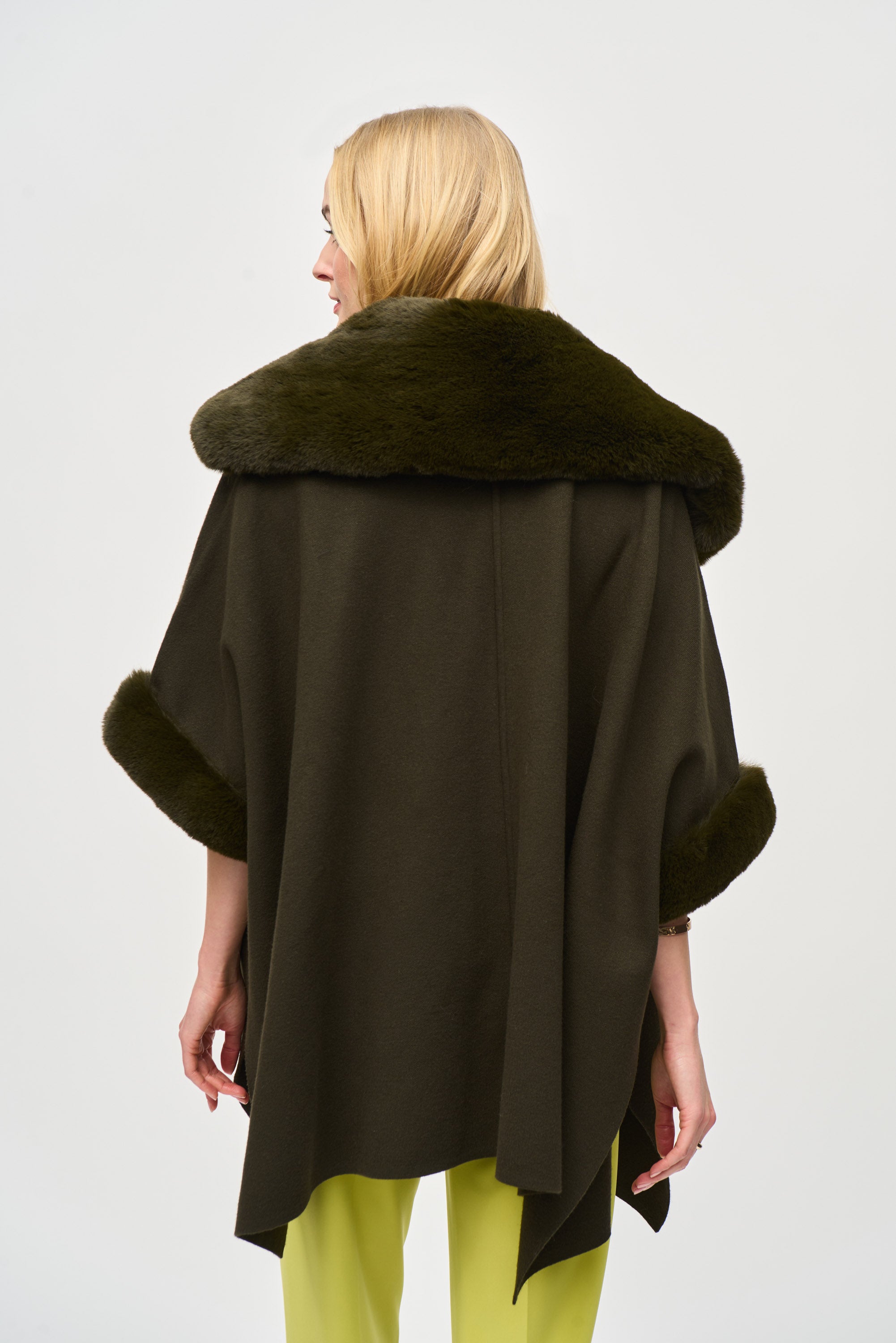 Joseph Ribkoff Cape With Faux Fur Trim