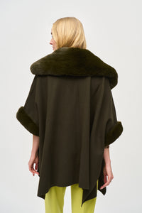 Joseph Ribkoff Cape With Faux Fur Trim