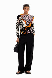 Desigual Abstract Floral Print Sweater