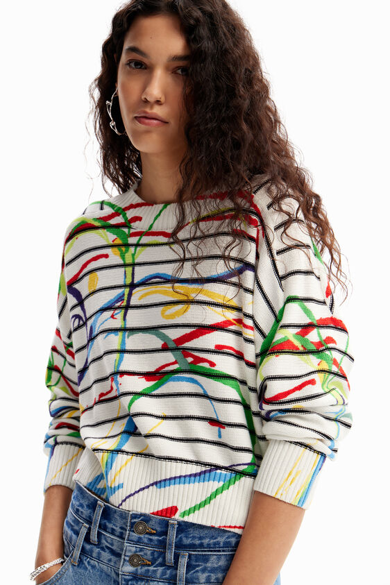 Desigual Striped Arty Pullover Sweater