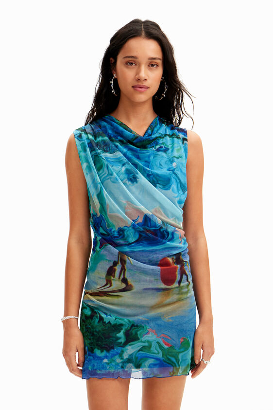 Desigual Mesh Beach Print Dress