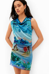 Desigual Mesh Beach Print Dress