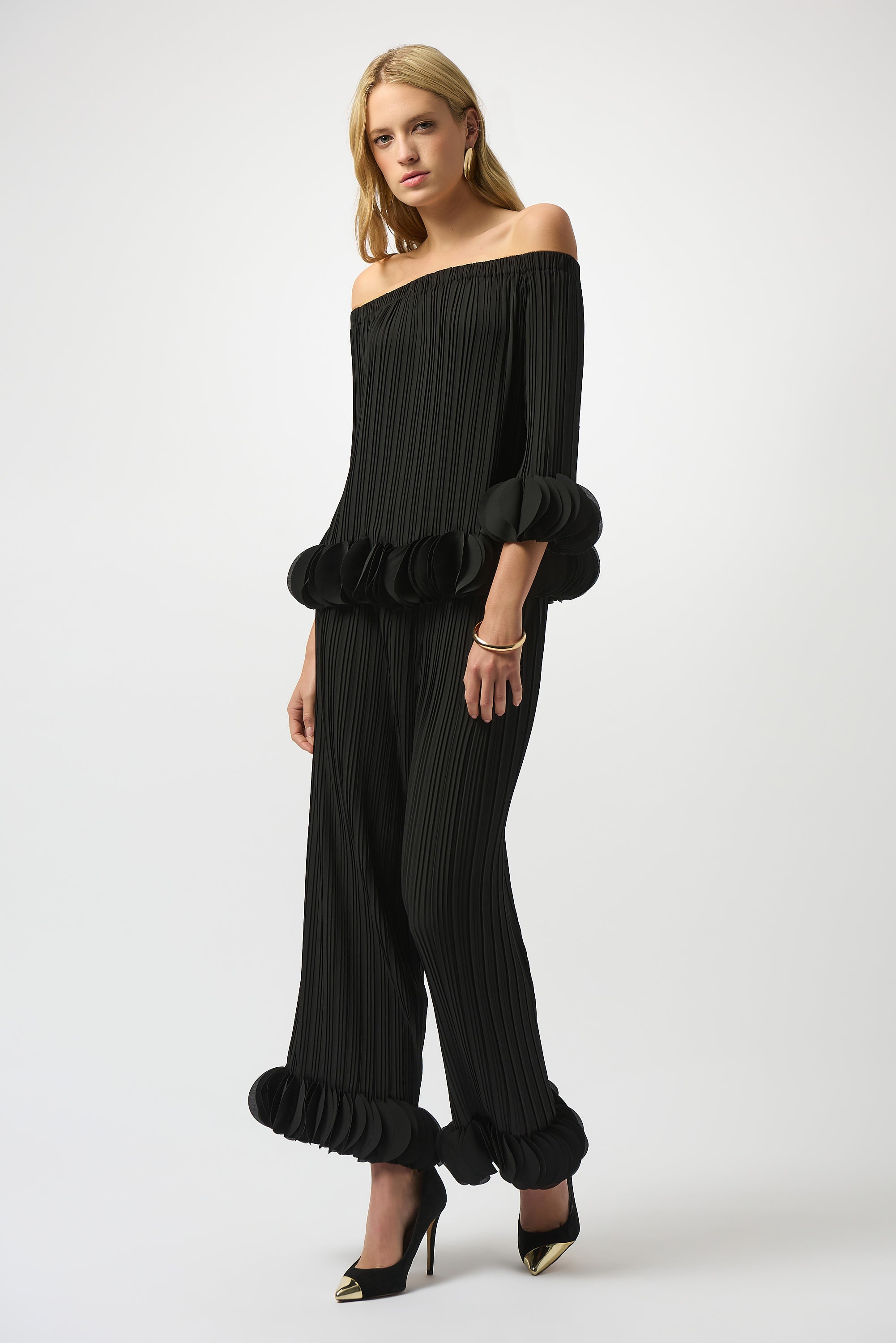 Joseph Ribkoff Pleated Off The Shoulder Blouse