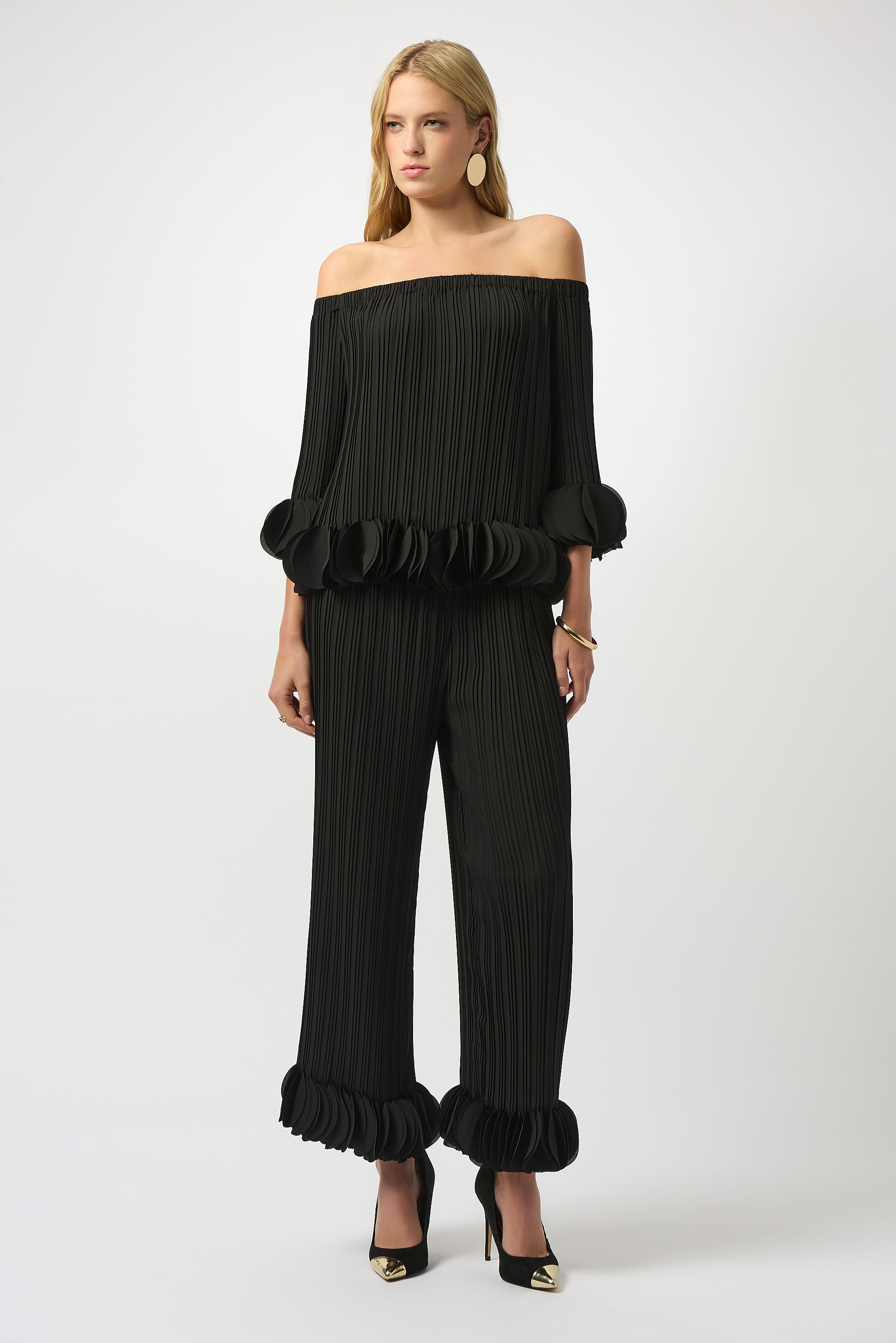 Joseph Ribkoff Pleated Flower Hem Pant