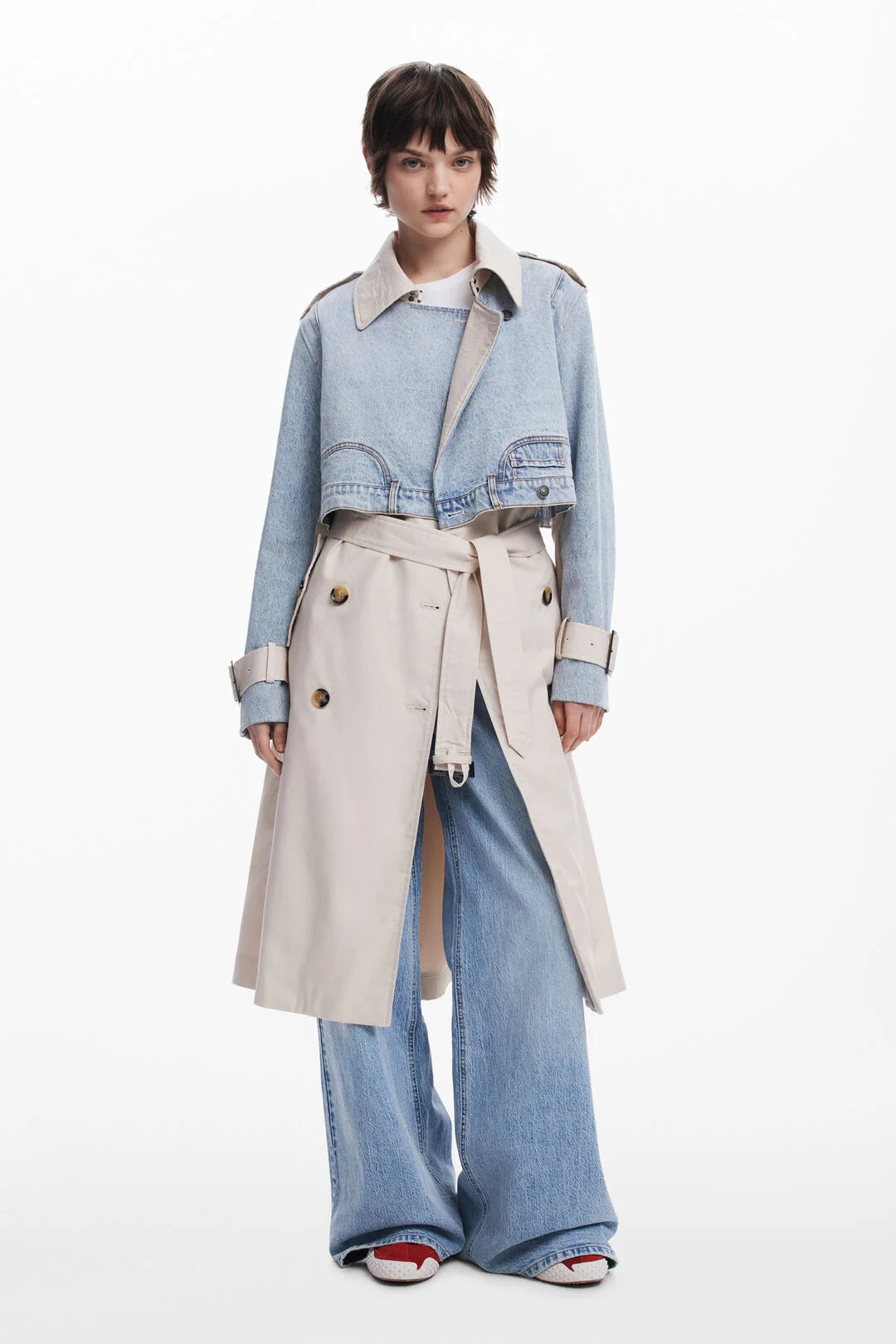 Desigual Denim Novelty Trench Coat