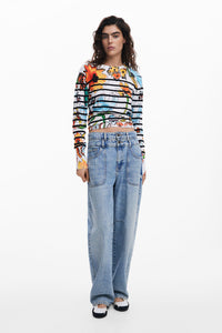 Desigual Floral Stripe Sweater