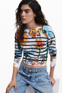 Desigual Floral Stripe Sweater