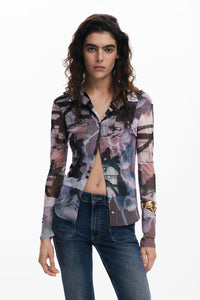 Desigual Mesh Print Blouse