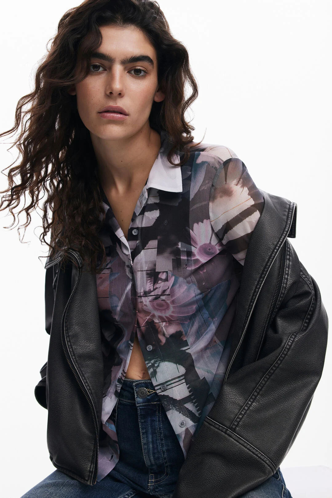 Desigual Mesh Print Blouse