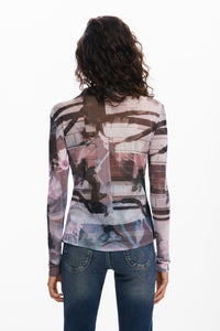 Desigual Mesh Print Blouse