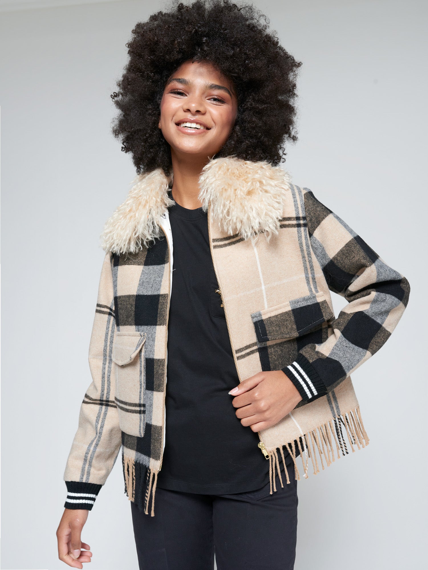 Vilagallo Plaid Bomber Jacket