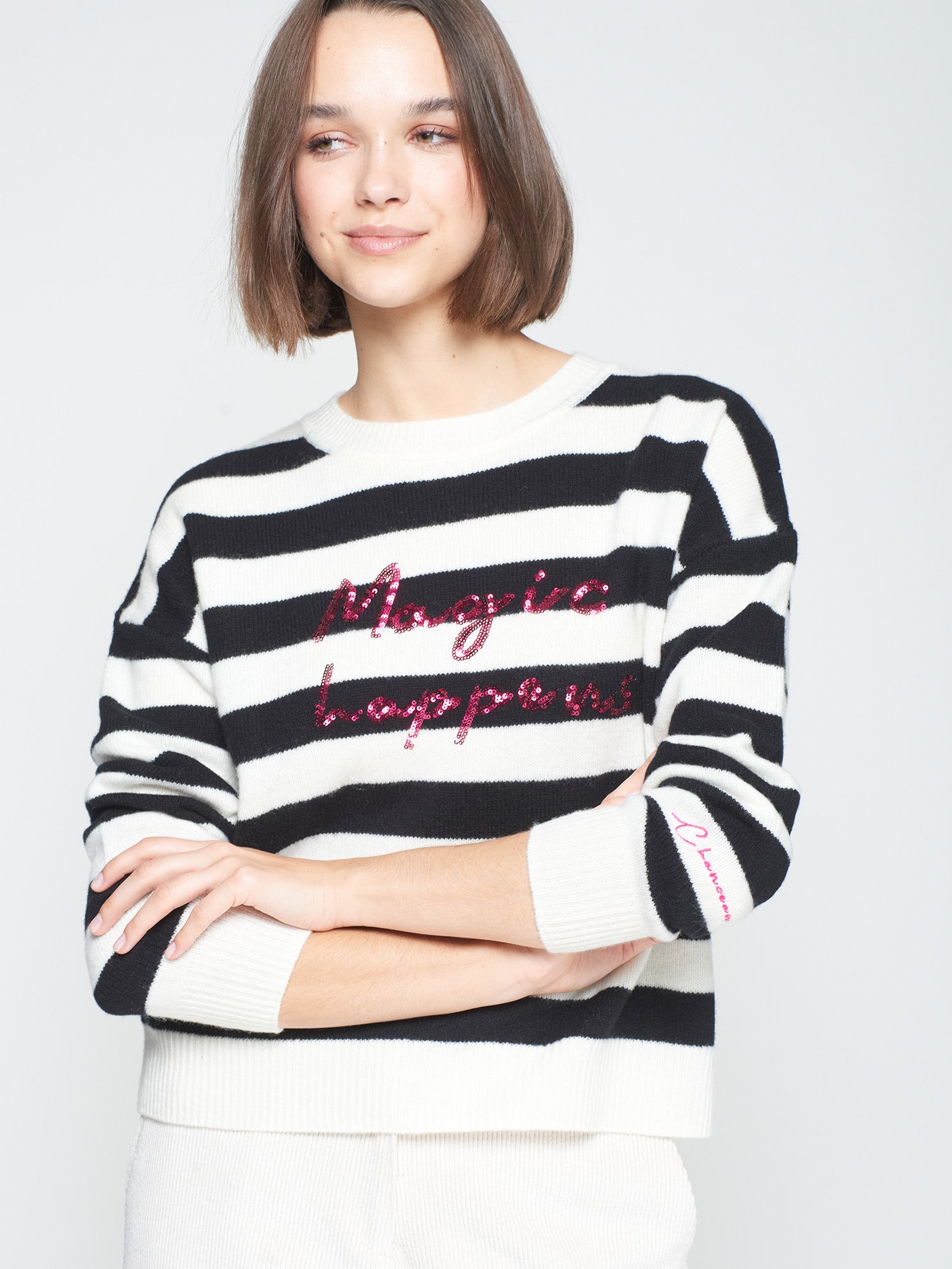 Vilagallo "Magic Happens" Stripe Sweater