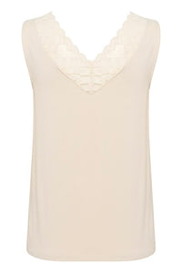 Cream Lace Trim Tank Top