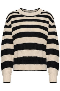 Cream Stripe Pullover Sweater