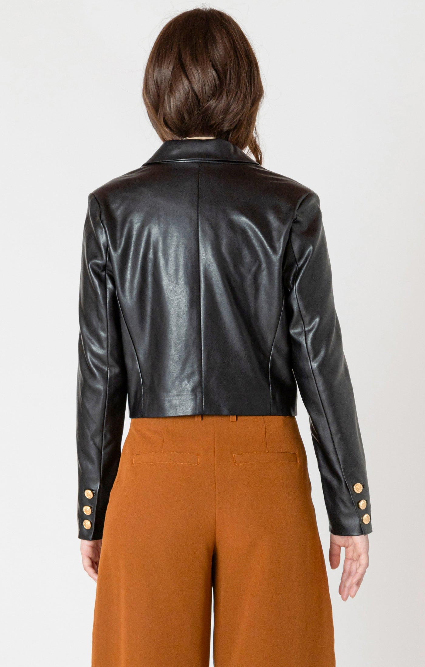 Black Tape Faux Leather Cropped Jacket