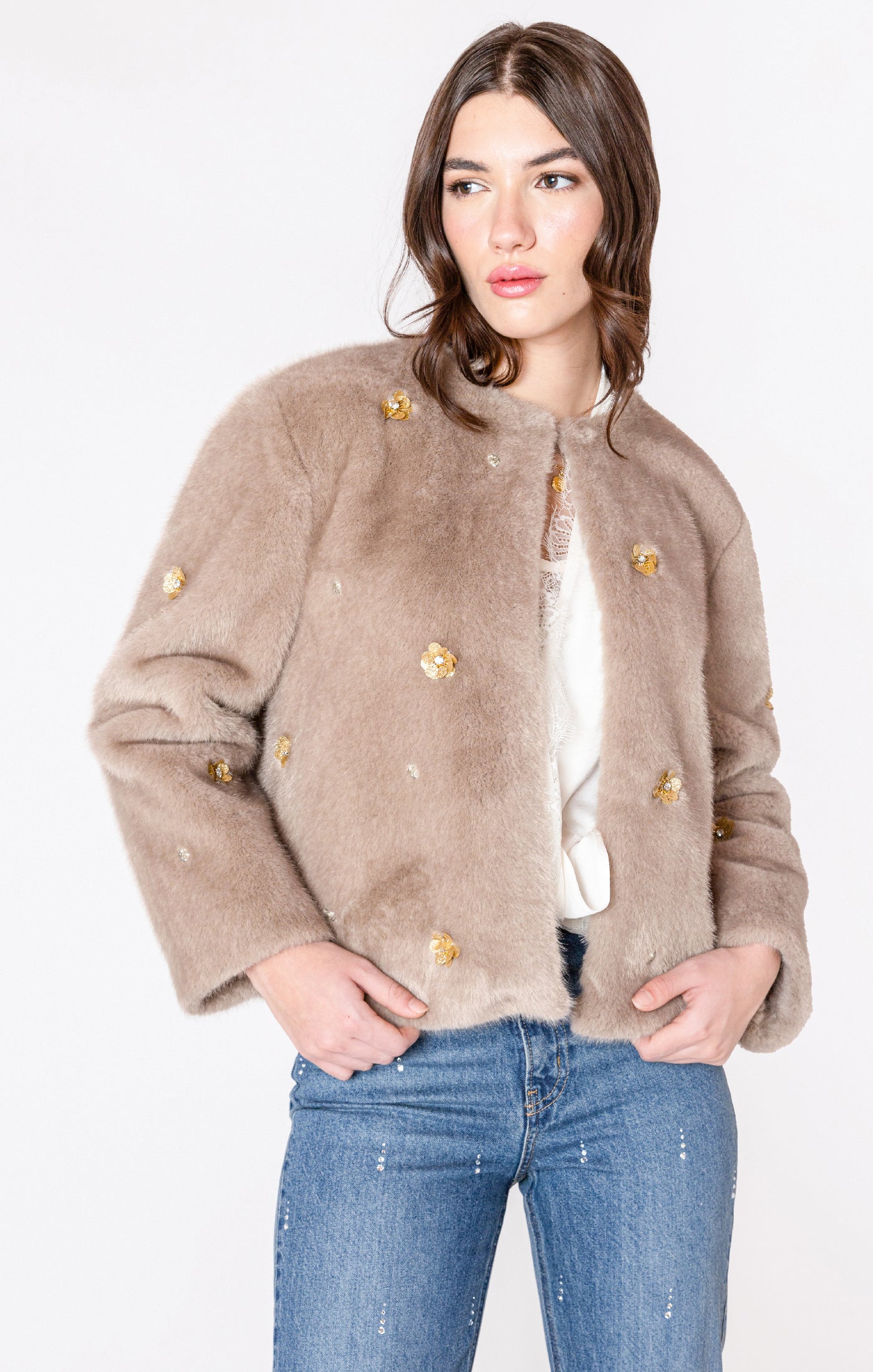 Dex Faux Fur Embellished Jacket