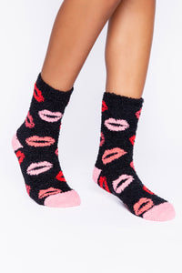 PJ Salvage Lips Cozy Socks